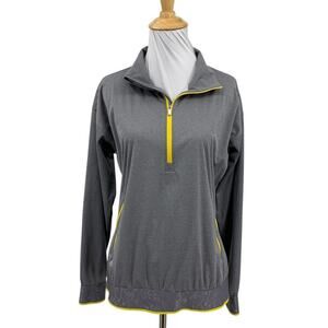 Adidas Jacket Womens S Small Gray Yellow 1/2 Zip Golf ClimaStorm Long Sleeve